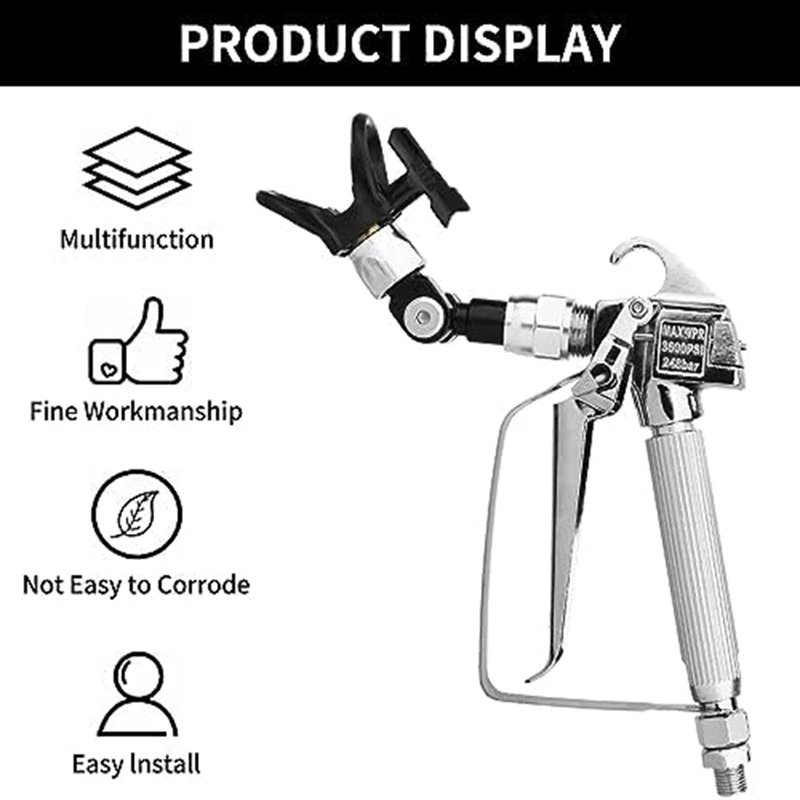 Airless Spray Gun Universal Swivel Angle 7/8In F-7/8In M Swivel+517 Nozzle And Nozzle Protector Seat,Painting Aid Kit Durable A