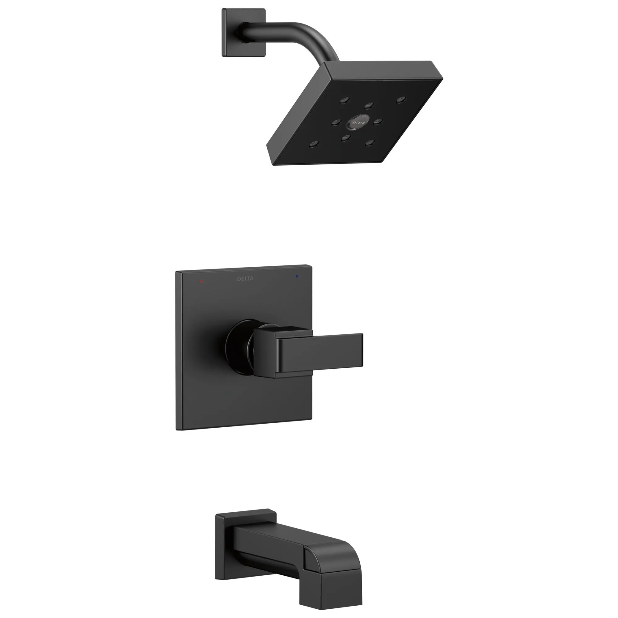 

Single Handle Tub And Shower Trim Kit With Square Shower Head Black Finish
