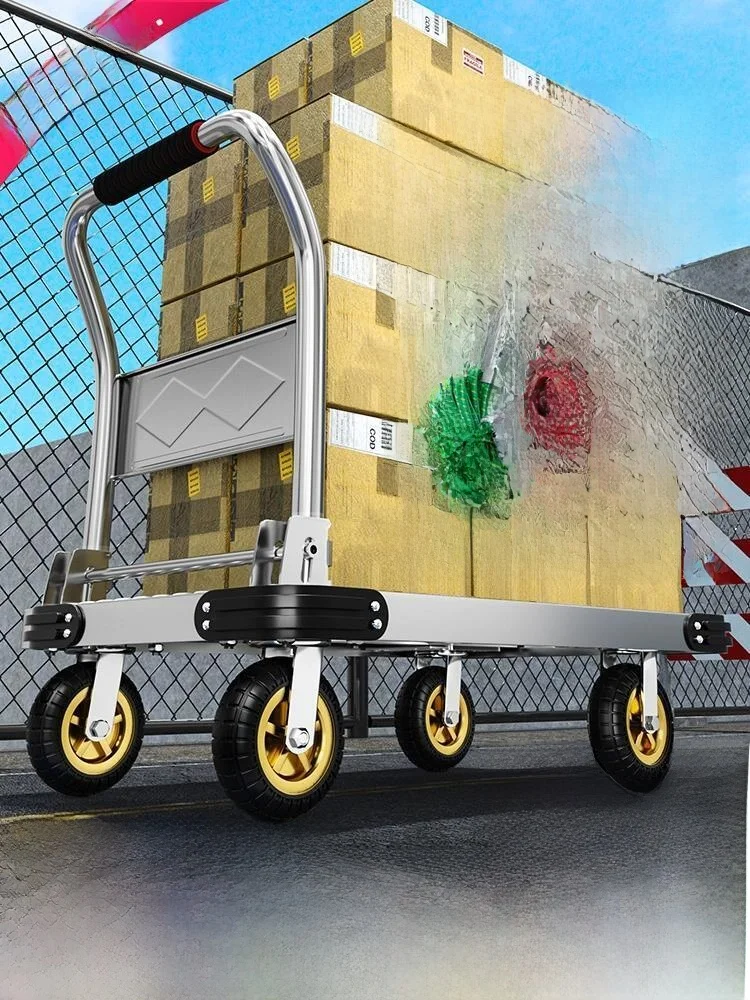 portable-steel-plate-hand-pulled-cart-load-bearing-moving-vehicle-household-flatbed-cart-convenient-trailer-stacking-small-pu