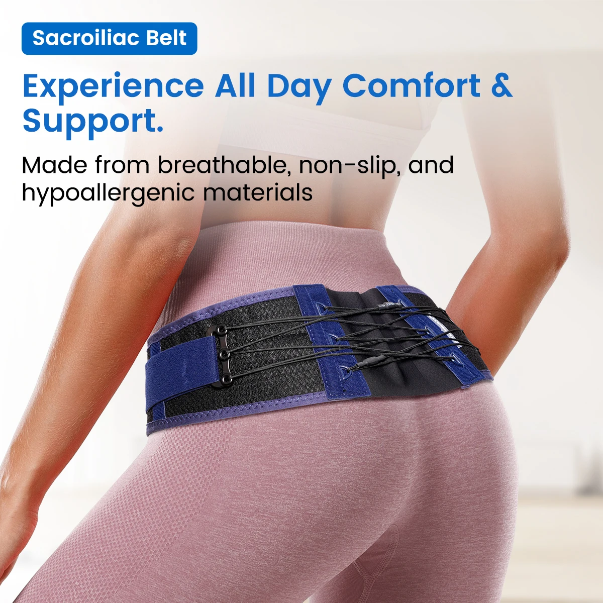 VELPEAU Sacroiliac Si Joint Hip Belt for Men Women, Adjustable Pelvis Support Belt for Sciatica, Lower Back and Lumbar Pain