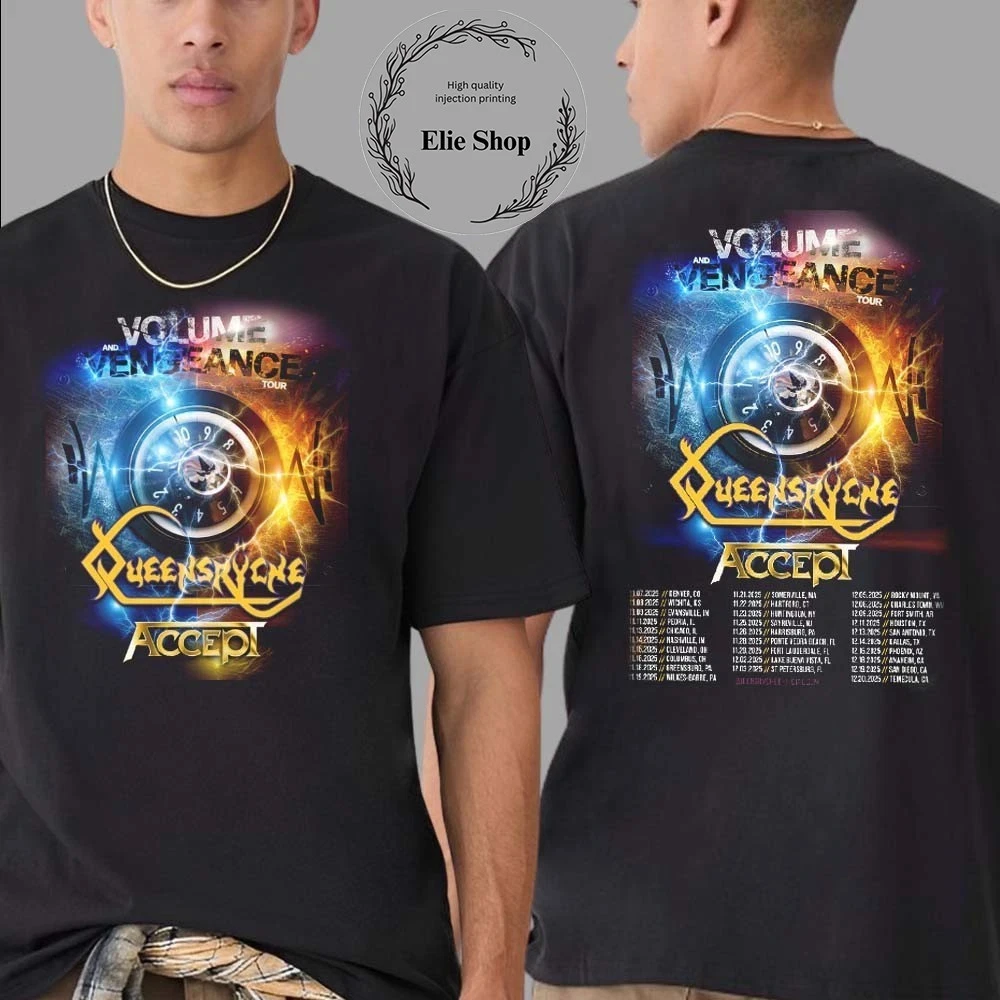 

Queensryche Volume & Vengeance Fall 2025 Tour T-shirt Men's and Women's Casual and Fashionable Short-sleeved Shirts