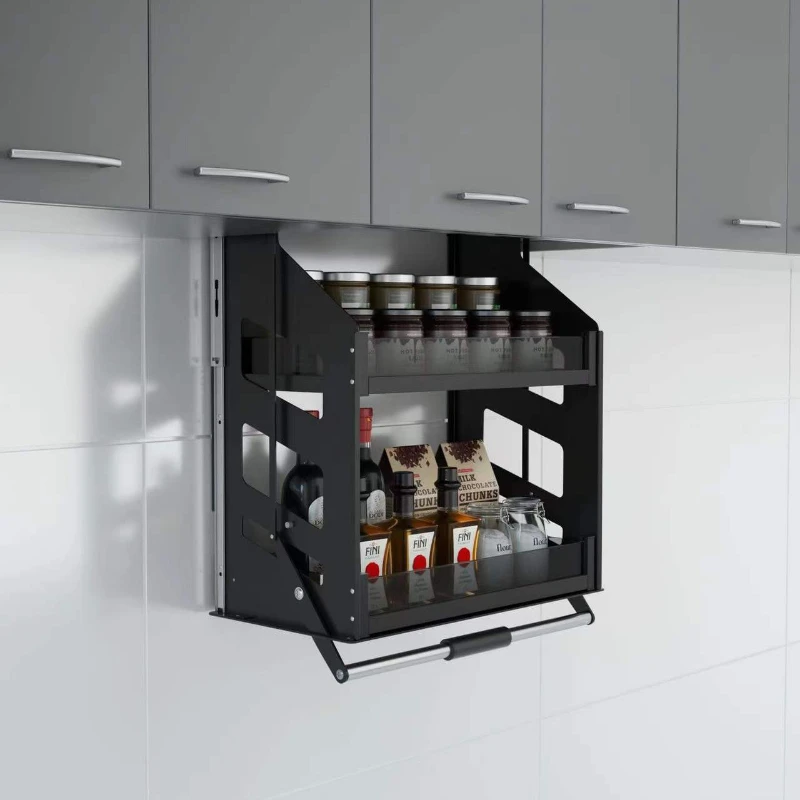 Hanging cabinet lifting basket pull-down vertical elevator kitchen cabinet storage seasoning basket pull-down Wall Cupboard