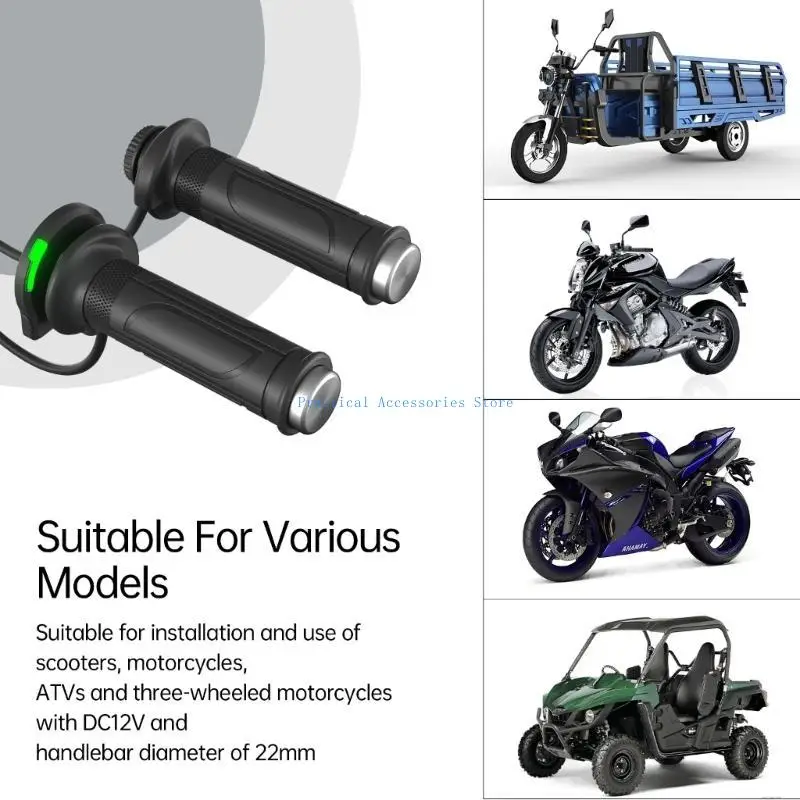 

U75E Electric Hot Hand Grips Adjustable 5+1 Gear Motorcycles Universal Electric Hot Heated Warm Hand Grips Handlebar Black