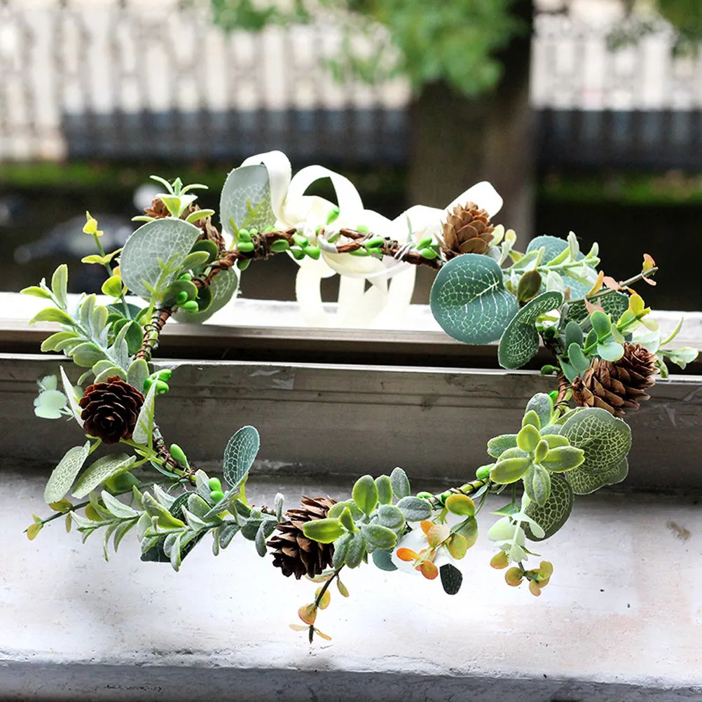 

1 шт. Легкая повязка для волос в виде сосновой шишки, имитация цветов, венок, свадебная повязка, гирлянда для вечеринки, головной убор для фотосессий и косплея