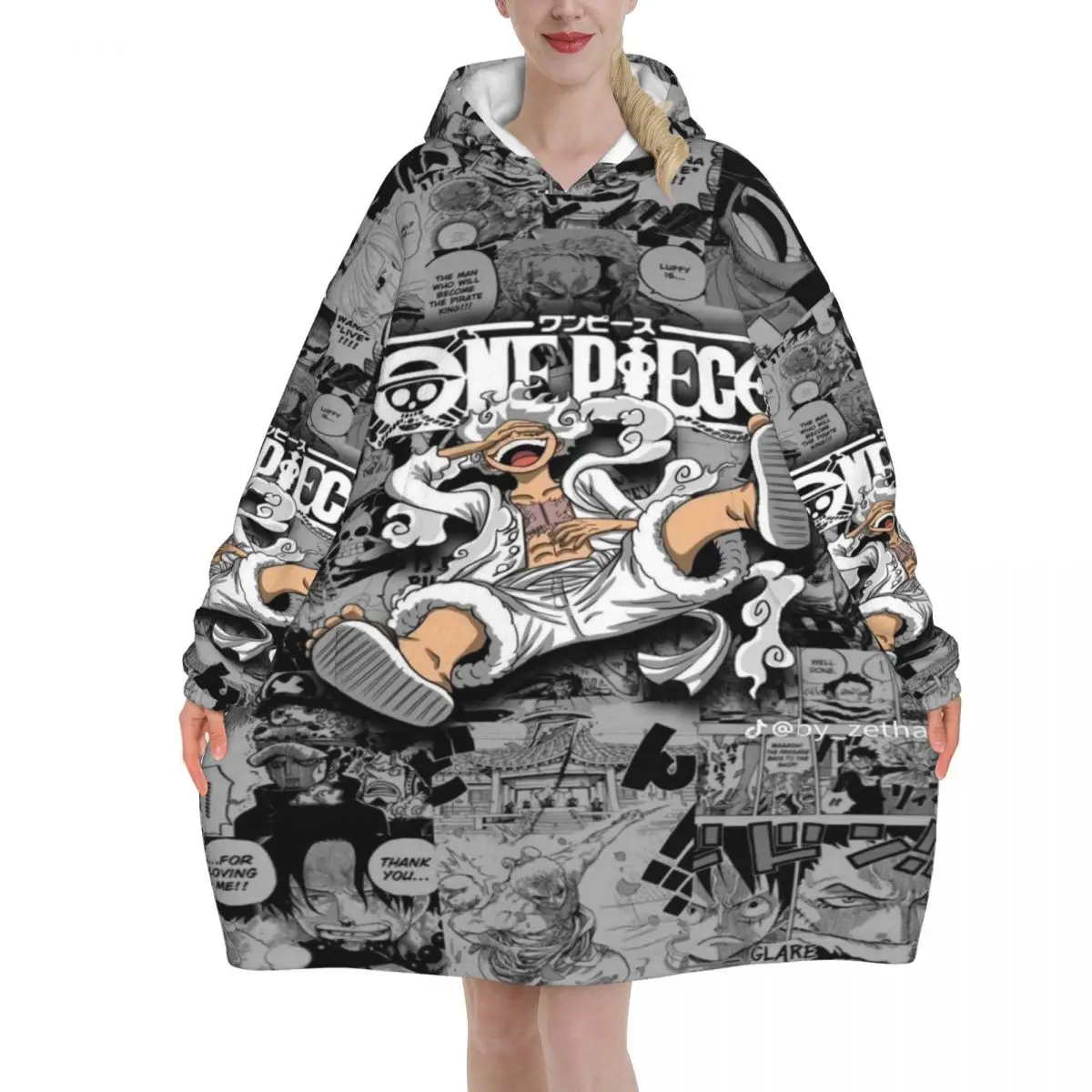 

Luffy Zoro Tony Chopper Anime Wearable Blanket Hoodie for Women Men Oversized Sweatshirt Blanket with Pocket