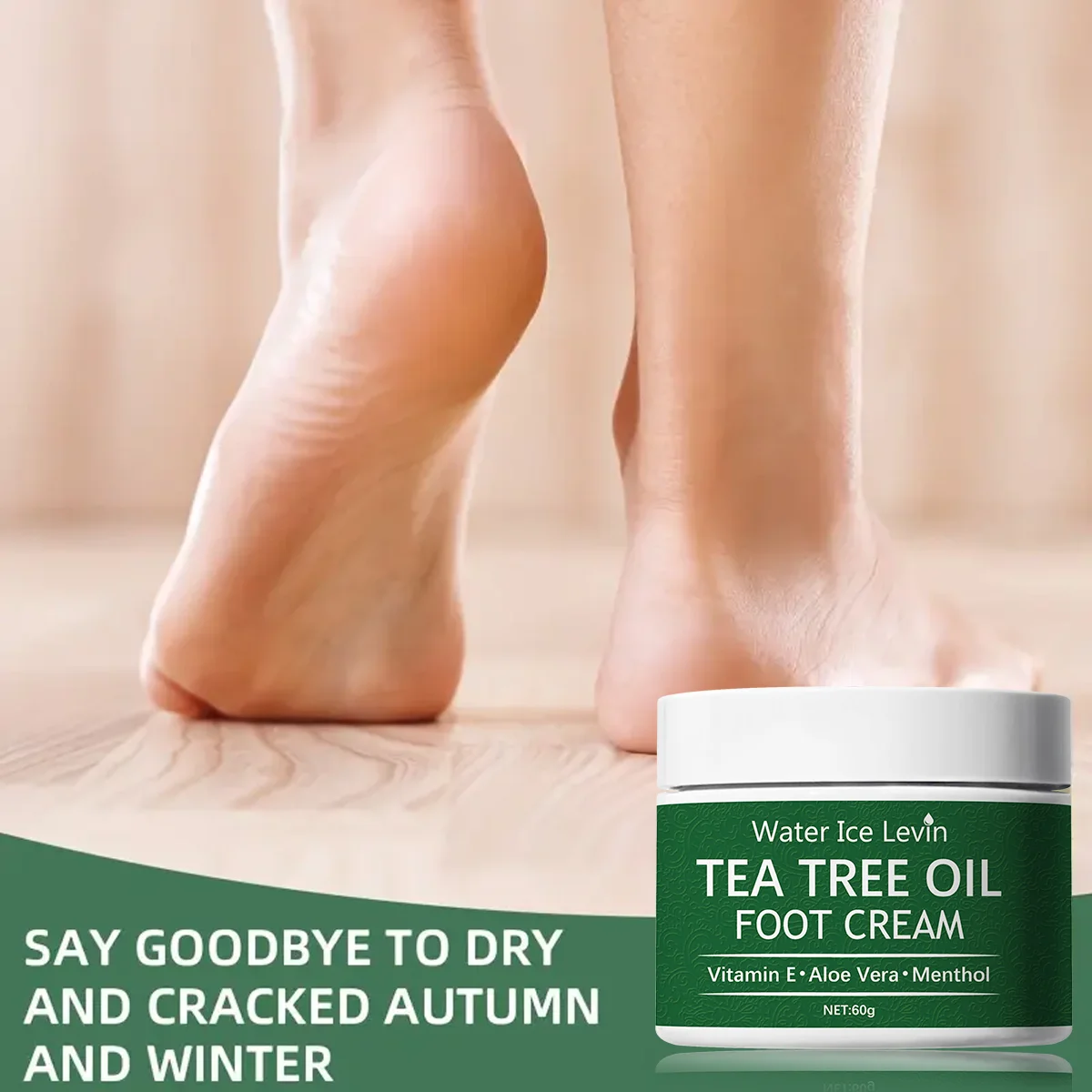 كريم زيت شجرة الشاي والثلج المائي - فيتامين E الألوة فيرا المنثول يهدئ القدمين غير دهني سريع الامتصاص 60 جرام صافي #2