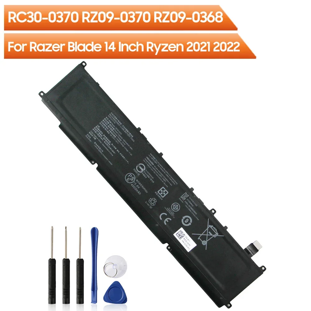 Replacement Battery RC30-0370 RZ09-0370 RZ09-0368 For Razer Blade 14 inch Ryzen 2021 2022 6400mAh With Free Tools