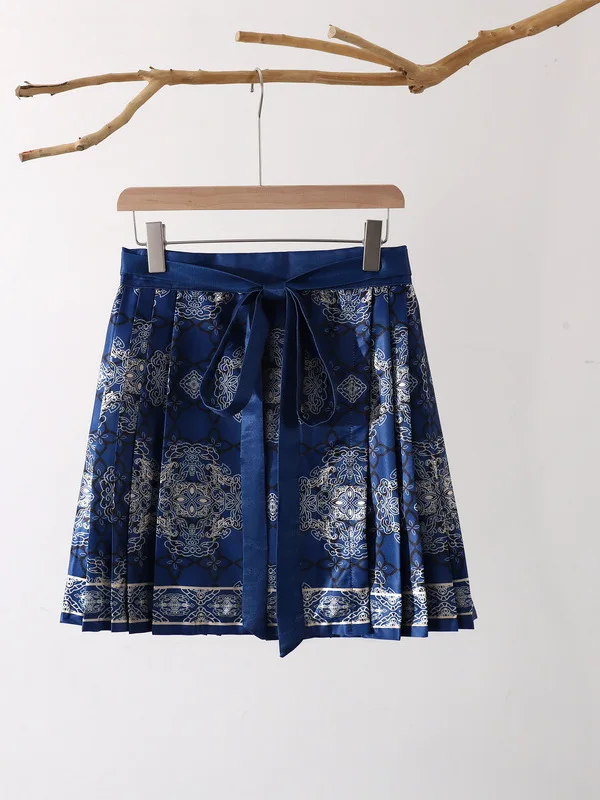 

Artistic Vintage Waist-Cinching Belted Chinese Trend Tailed Skirt f-length Faionable Commute Sle ort Skirt
