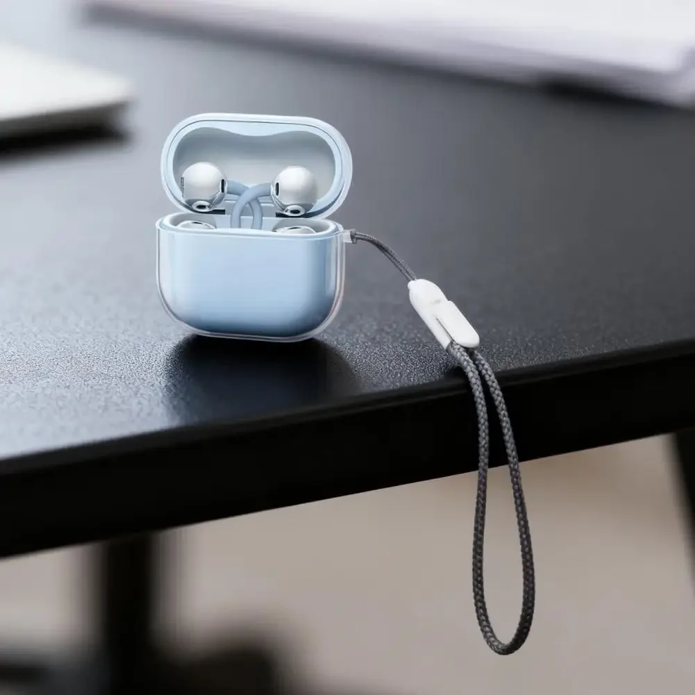Weiche TPU Transparente Kopfhörerhülle für Huawei FreeClip 2, stoßfeste Kopfhörerhülle für Huawei FreeClip 2 mit Lanyard.