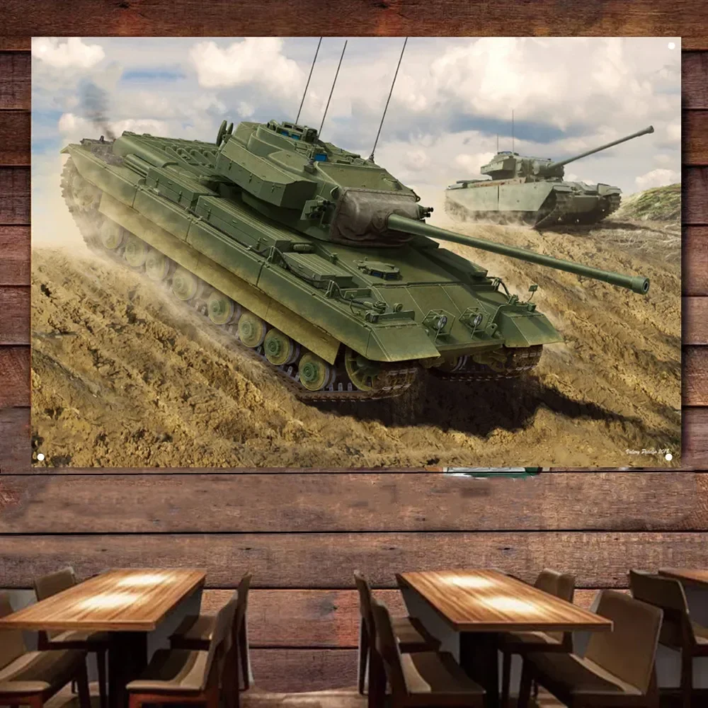 Tank Panzer Missile Art Banner & Flag, Add This Heavy Armor Weapons Poster Wall Painting of WWII to Your Home Decor Collection