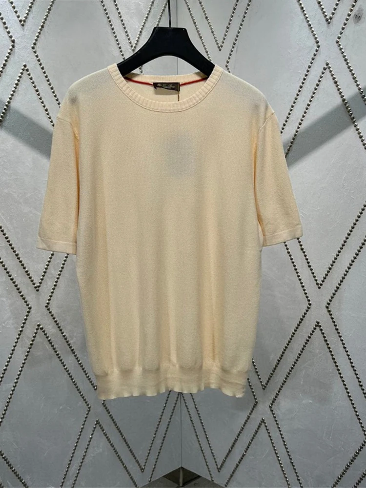 

Men's Knitted ort Sve T-irt Mixed Fibers Silk Comfortable Base Layer irt Casual Summer round Ne Top Quali LP Ver...