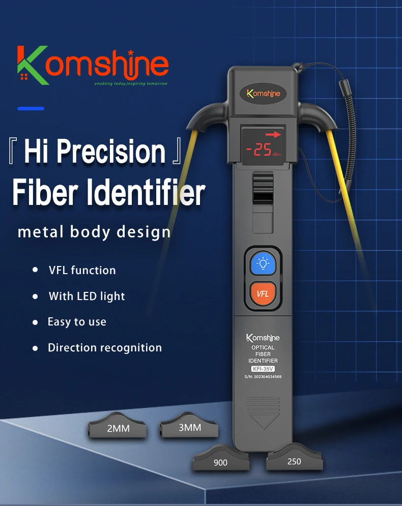 Imagem -02 - Komshine Design Fibra Óptica Trafic Identifier Kfi40v Kfi35 45 com Vfl 10mw Vfl Power Meter Função Luz Led