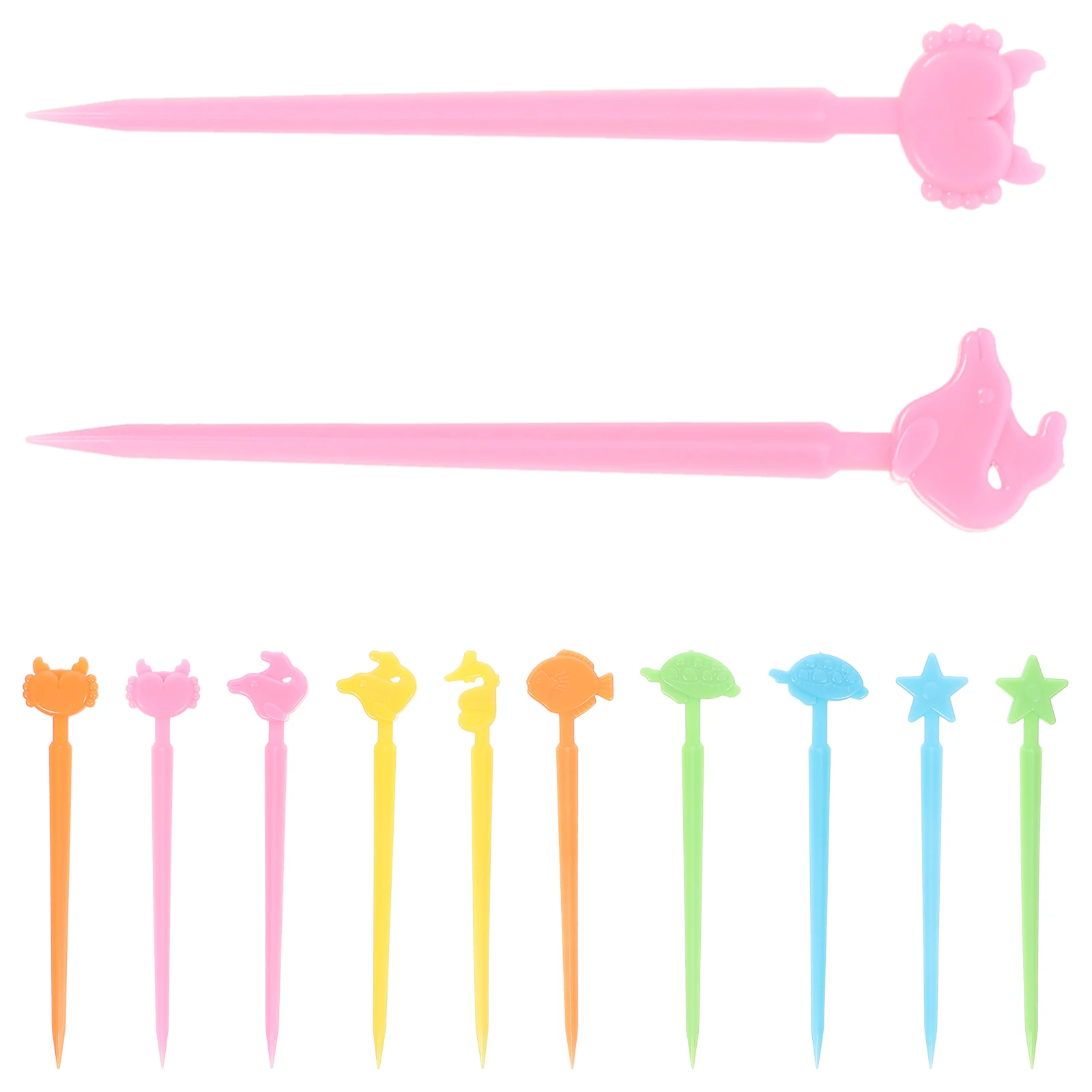 

40 Pcs Cartoon Fruit Forks Cute Picks Plastic Cocktail Sticks Party Appetizers Reusable Snack Cake Pop Kitchen Bar Tools