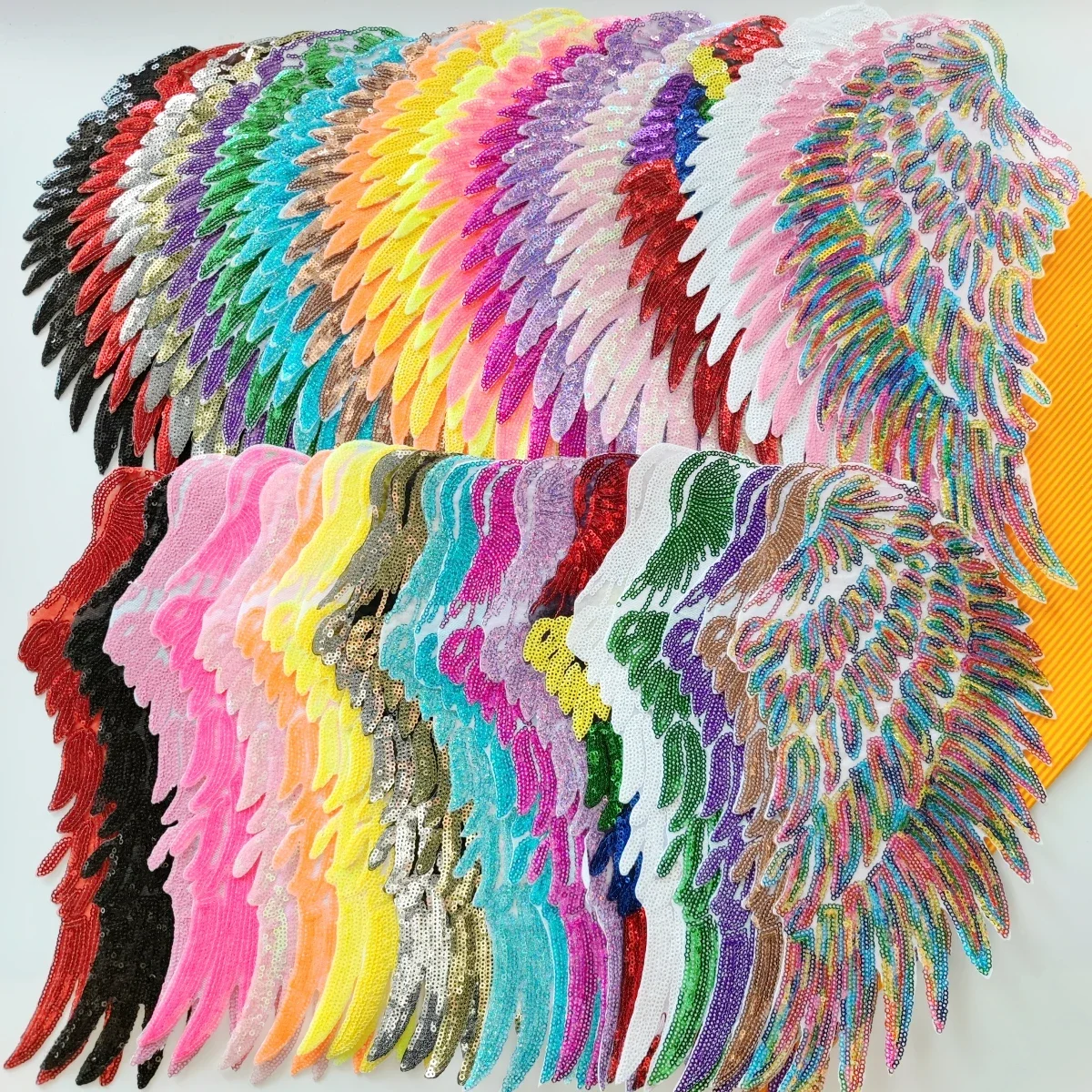 Embroidery Sequined Badges,wings Patch,large Feather Appliques Patches for Clothing DIY Accessory WF227312