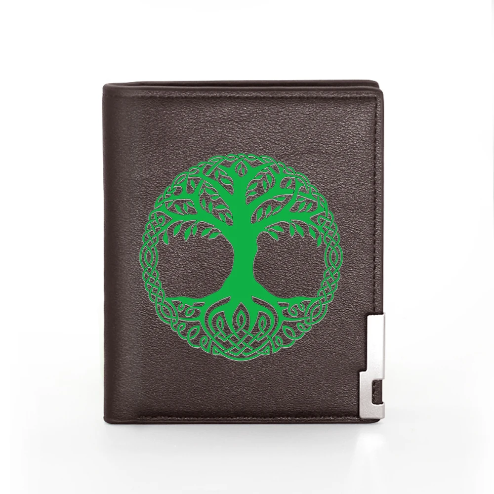 New arrivals Green tree of life classic design Printing Pu Leather Wallet Men Women Billfold Credit Card Holders Short Purses