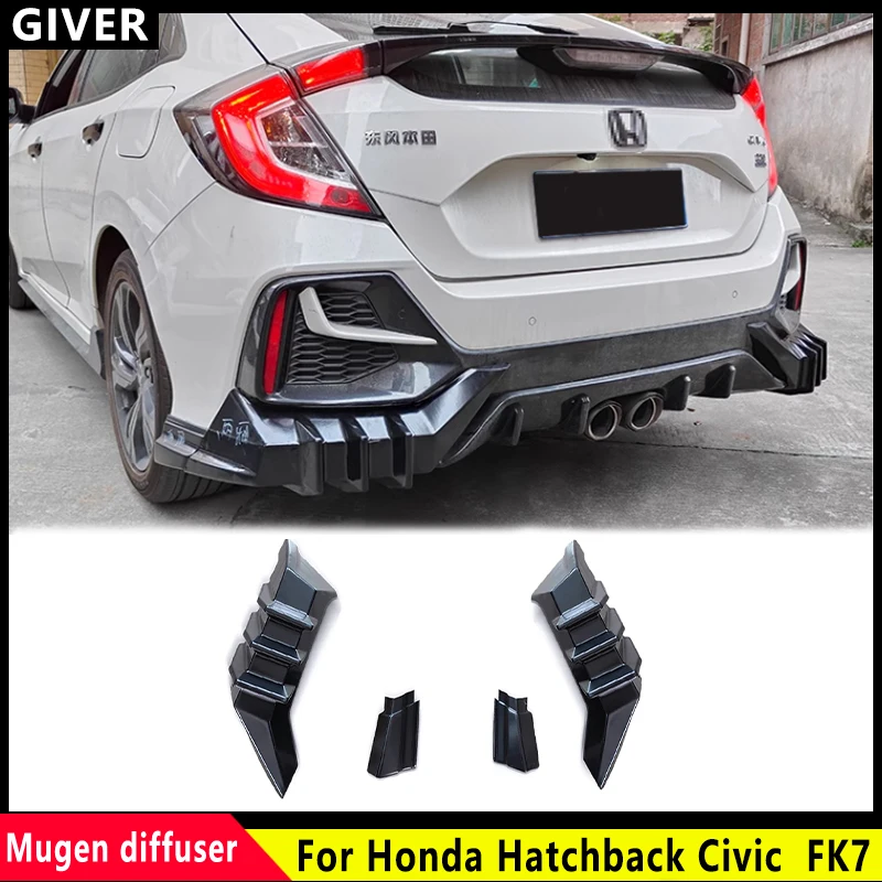 For 2016-2020 Honda Civic Diffuser FK4 FK7 JDM Modification Mugen R Style Body Kit Rear Wrap Angle Rear Spoiler Car Accessories