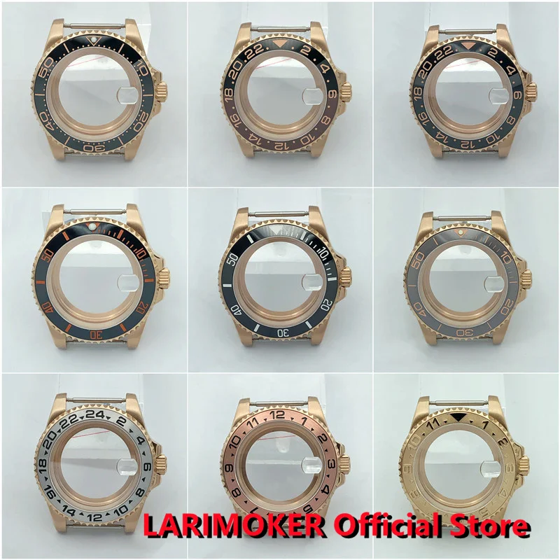 LARIMOKER 40mm Rose Gold case Sapphire Glass Ceramic Bezel Insert fit NH35 NH36 ETA2824 2836 DG2813 3804 Miyota8215 movement