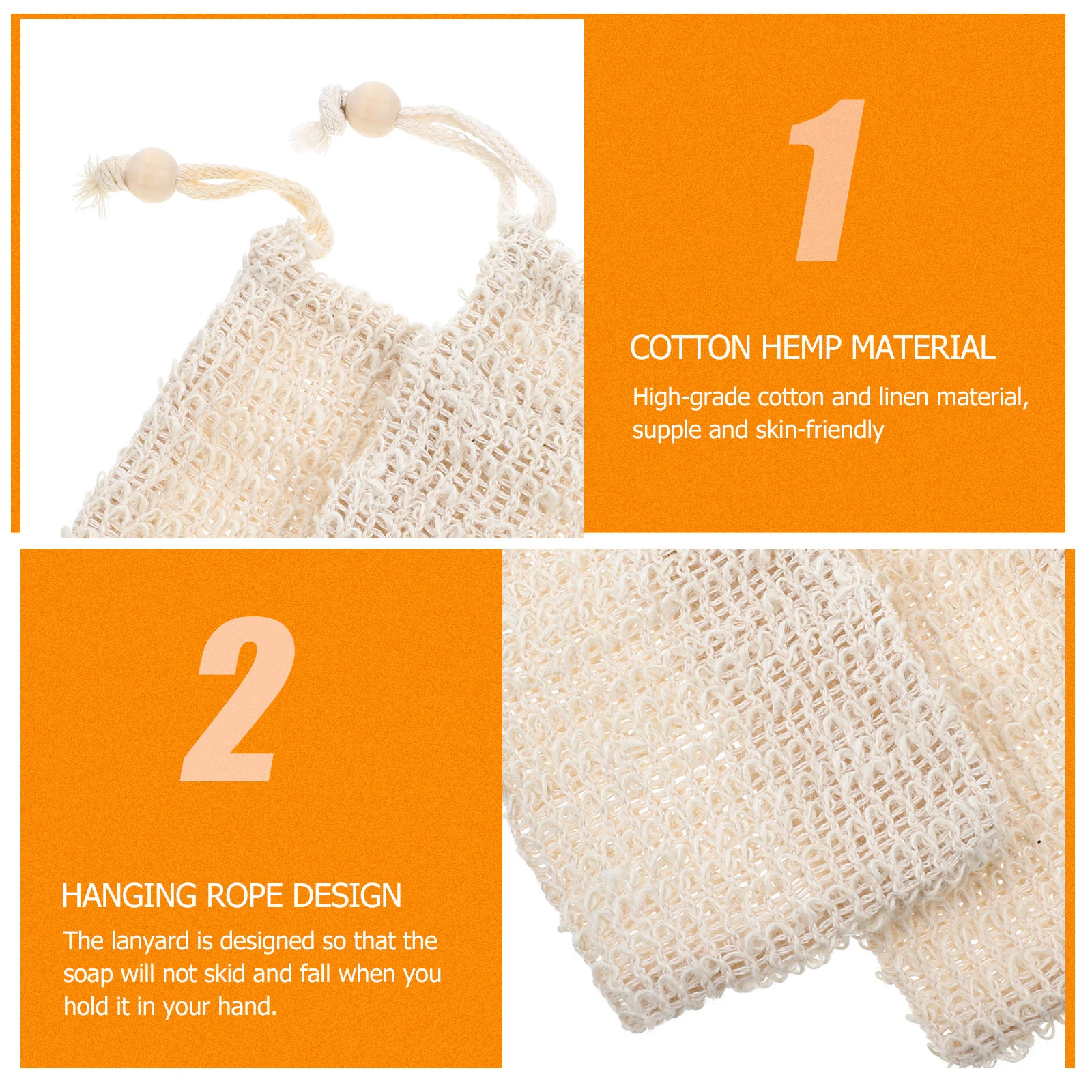 

4Pcs Cotton Pouch Shower Exfoliating Net Soap Saver Pouch Body Soap Great Material Soft
