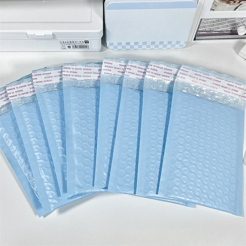 Auto Selo Saco Envelope, Azul Sacos De Bolha, Mailers impermeáveis, Acolchoados Sacos De Transporte, Suprimentos De Embalagem, Presente De Natal, 10Pcs