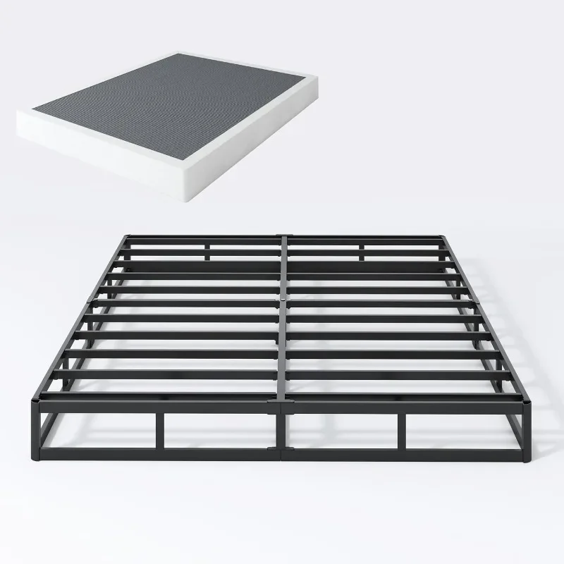 

Queen Box Spring Low Profile Box Spring Queen Size Bed Base, 3000 lbs Black Heavy Duty Metal Mattress Foundation