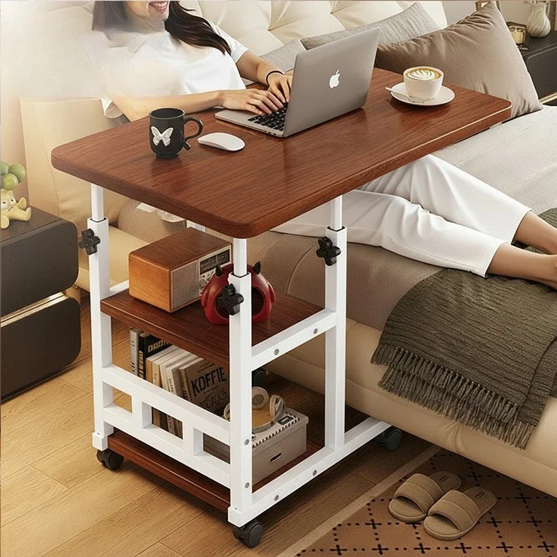 Adjustable Bedside Laptop Desk Overbed Mobile Standing Table Ideal Dorm Home Living Room Study Table with Height Tilt Fixture