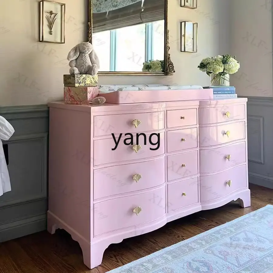 

LTT French solid wood chest multi-functional locker bedroom bedside storage cabinet