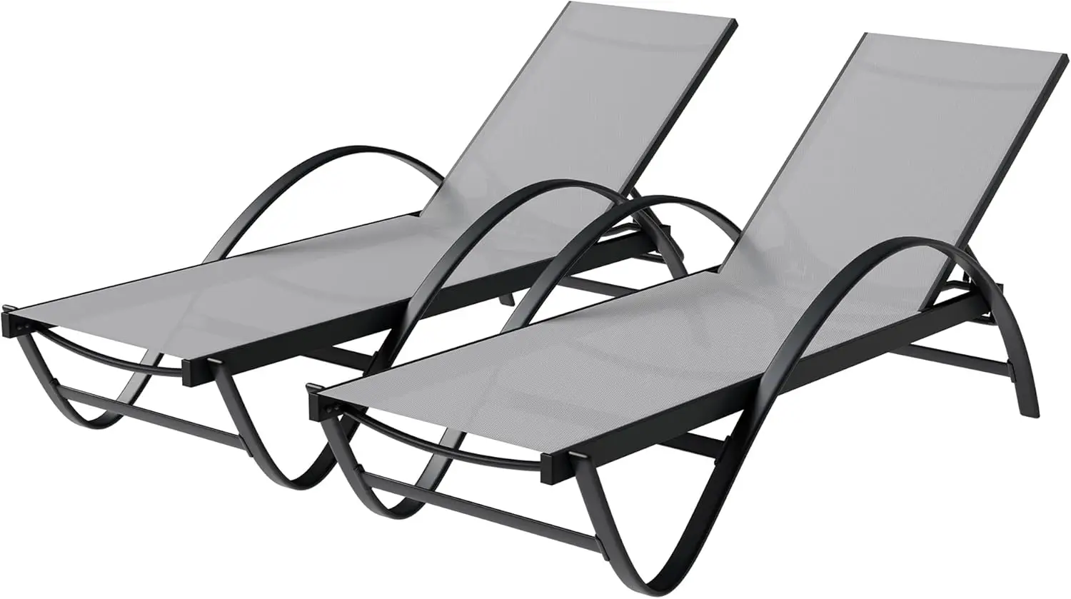 

Комплект из 2 шезлонгов для патио, шезлонг для бассейна с подлокотниками, уличное кресло-шезлонг с 5 регулируемыми положениями спинки, кресло для загара