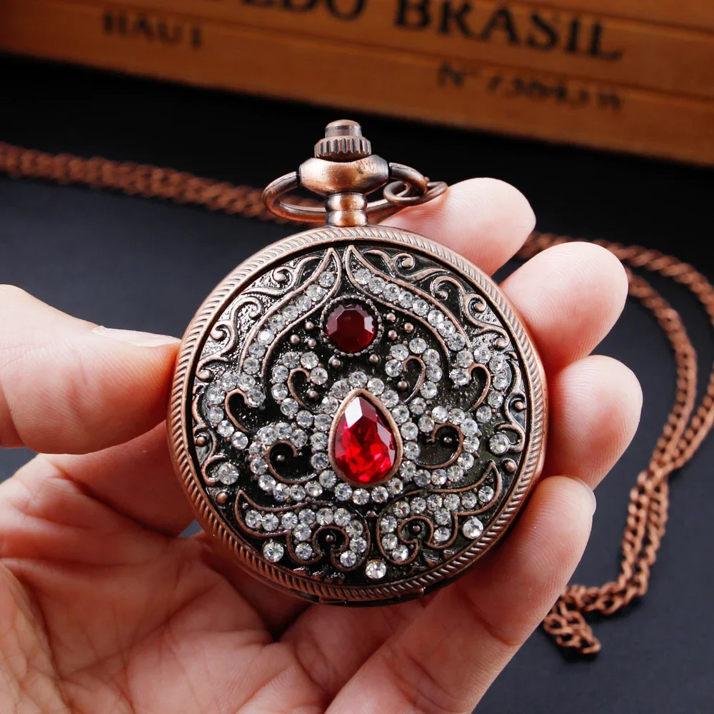 

Antique Vintage Pocket Watch Personalized Multi Diamond Multi Color Design Necklace Quartz Clock Women's Unisex Gift Souvenir