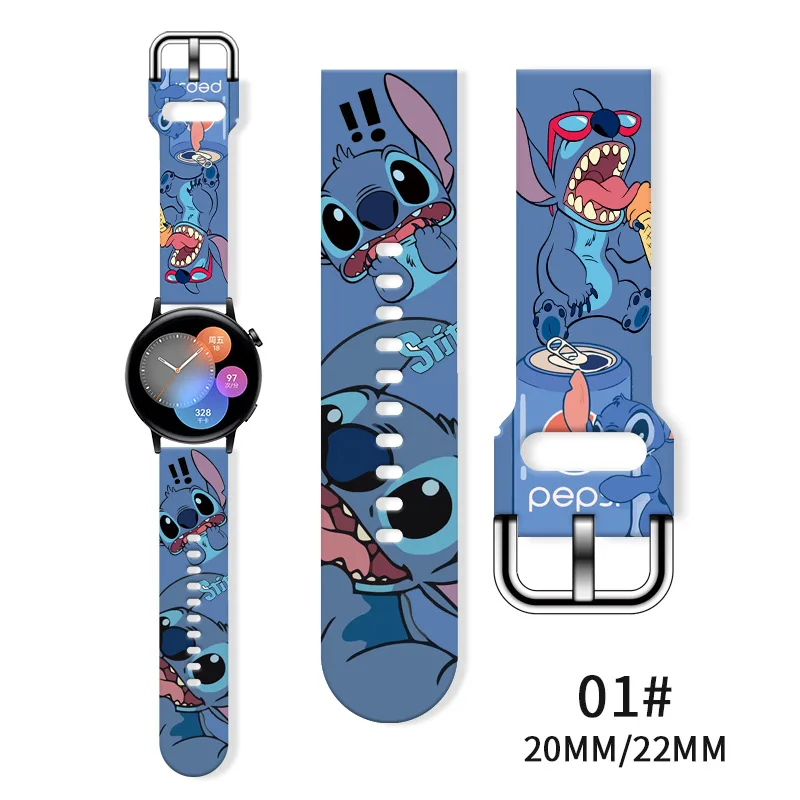 Bracelet Disney Stitch pour Samsung Galaxy Watch, Bracelet en silicone, 3, 4, 5, Gear, S3 dehors, Frontier, Active 2, Bracelet Huawei, 20mm, 22mm