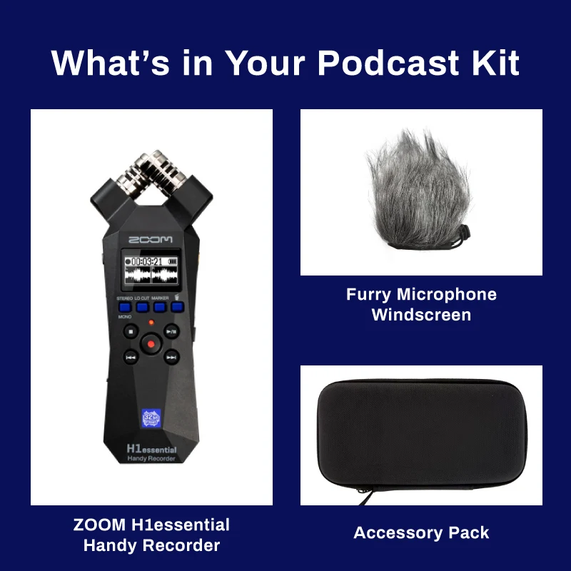 ZOOM H1essential Stereo Handy Recorder, Portable Audio Recorder 32 Bit Float with Furry Microphone Windscreen and Accessory Pack