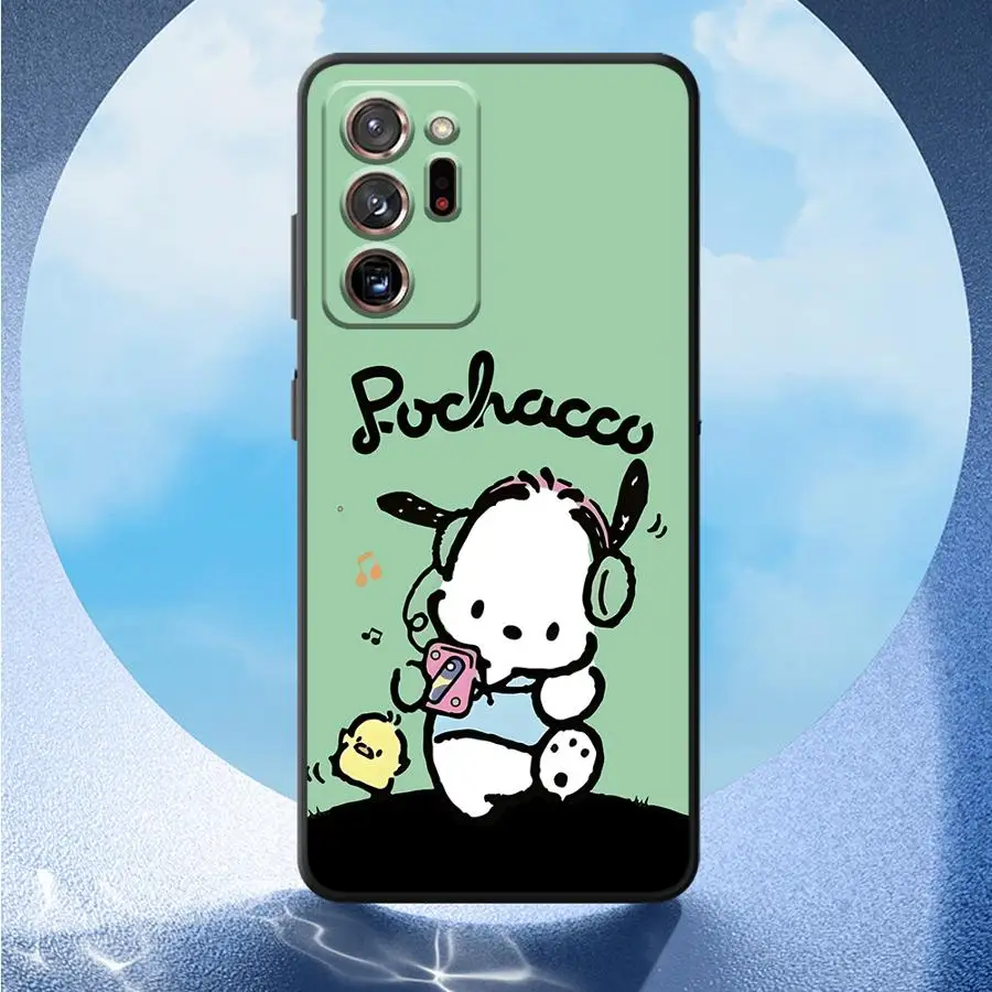 حافظة لهاتف سامسونج جالاكسي نوت 9 10 بلس S8 S9 S10 8 20 غطاء هاتف ناعم أسود للغاية سانريو كيوت بوشاكو