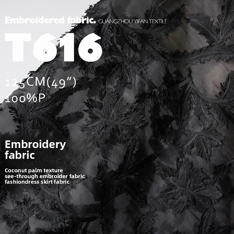 

Perspective Embroidered Black Sewing Material Fabric for Dress Coat Clothing Design Cloth Diy By The Yard Sewing Material