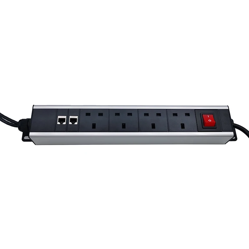 

Rack Mounts Pdu Power Strip Uk Pdu OEM Office Desktop, Underdesk PDU With ,CAT6,and USB a &C ,Loading Protection, Fused