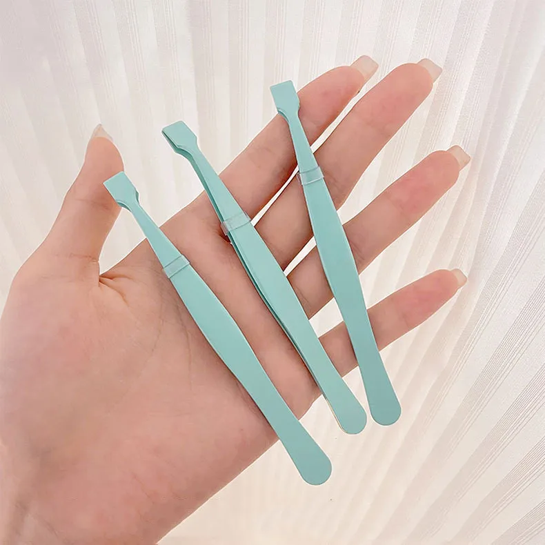 Pincettes à cils sans adhésif, pointe coudée, outil d'extension de cils, poignée professionnelle, qualité antidérapante pour cils inférieurs