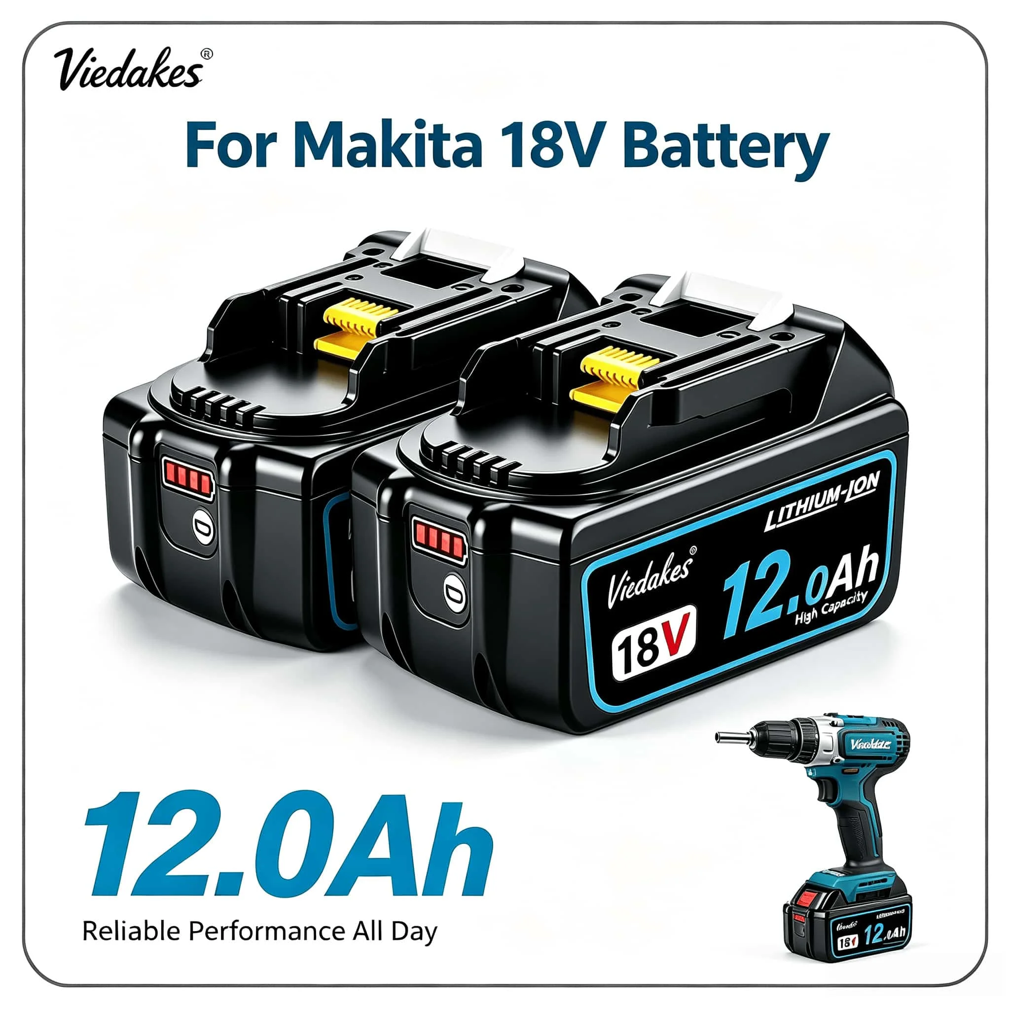 18V Battery For Makita 12Ah Li-ion Pack BL1850 BL1860 Fit DGA504 DHR242 DDF487 DTD172 LXT Battery