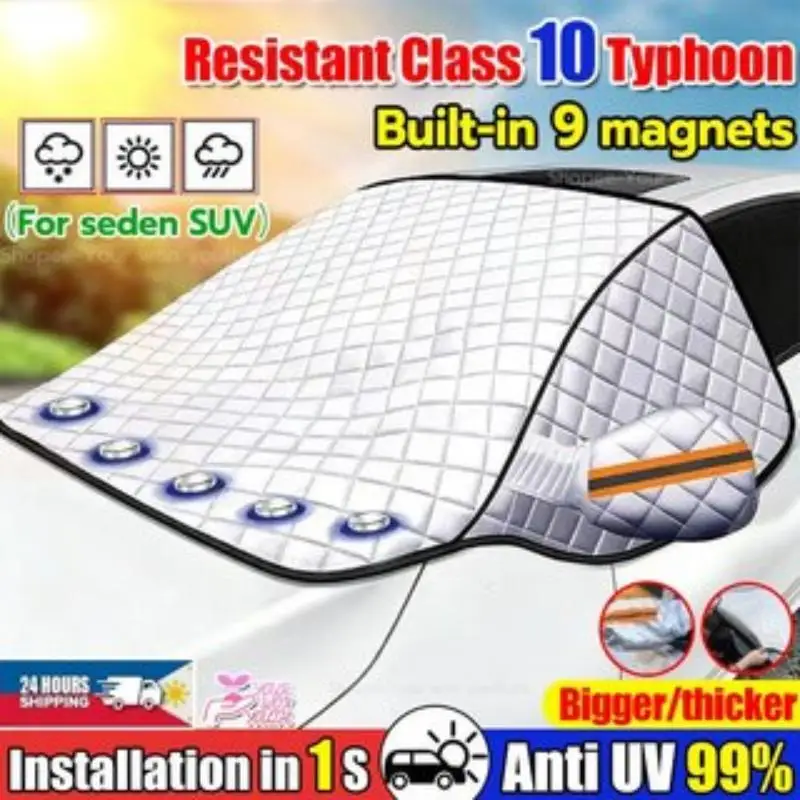 Multifunctional Car Windshield Cover Sun Snow Frost Dust Guard Easy Install Foldable for Auto Outdoor Parking