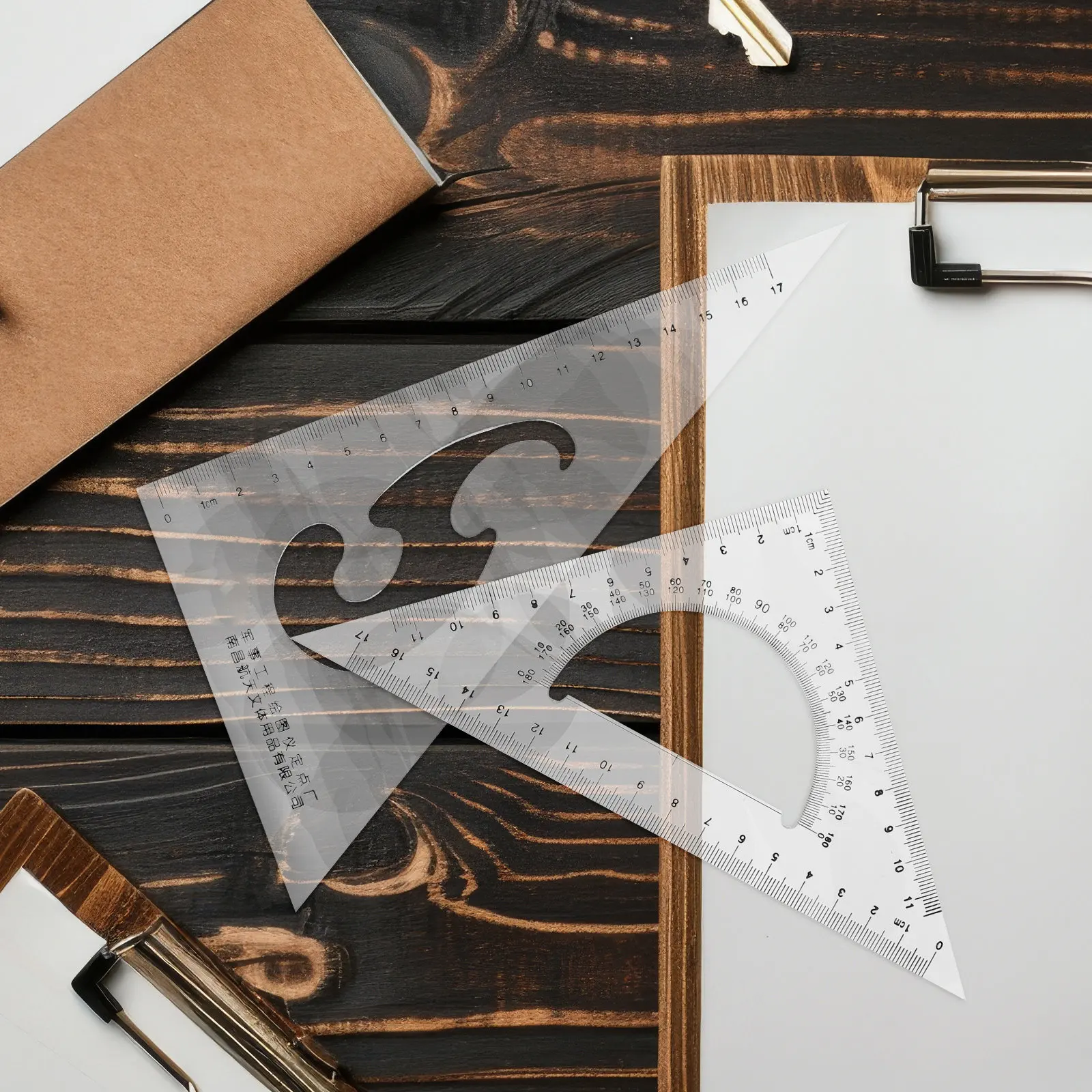 2Pcs Aerospace Triangle Set Square Multifunctional Drawing Rulers for Students Drafting Measuring Right Angle Geometry