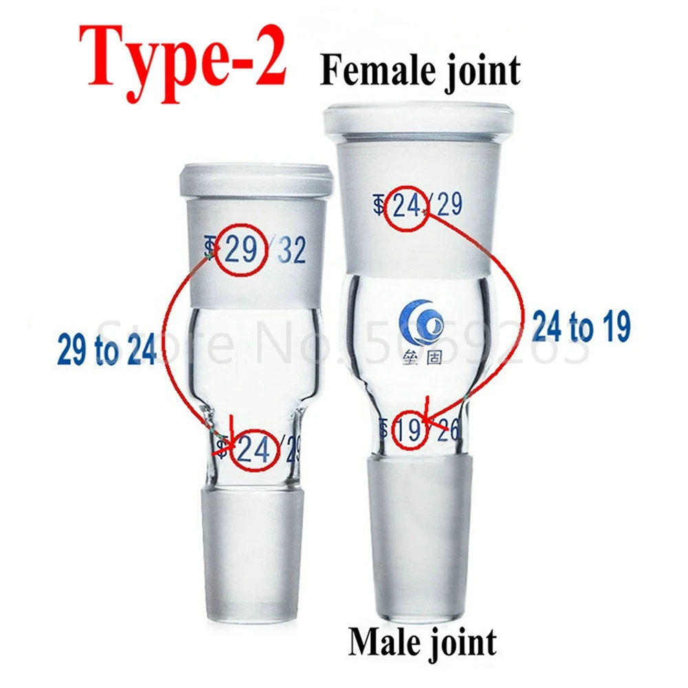 1pcs lab Glass adapter 24*19/19*14/29*24/19*24/24*29, glass female/male connecting joint for laboratory supplies