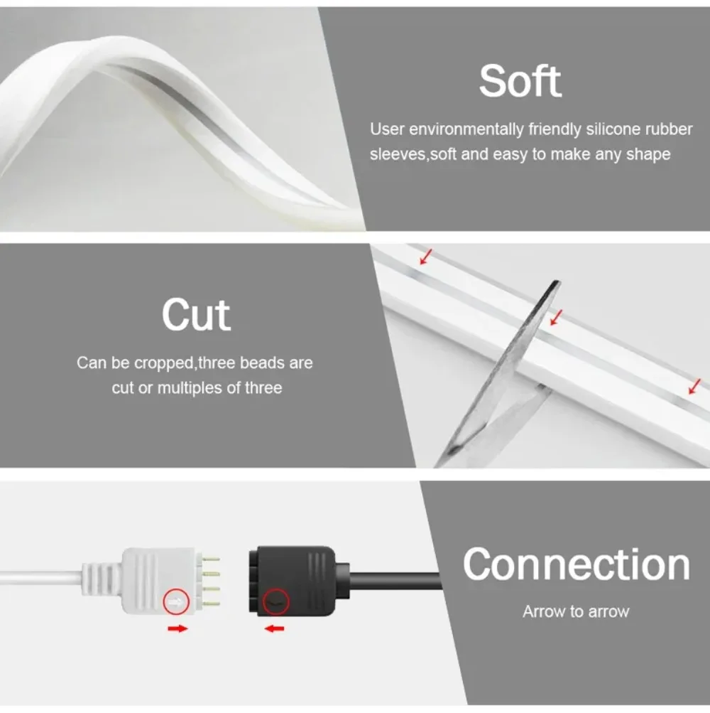 1-5M Zigbee 3.0 USB RGB นีออนไฟ LED Strip กันน้ํานีออน Strip โคมไฟหรี่แสงได้เทปควบคุมเสียงสําหรับ TV Night Light