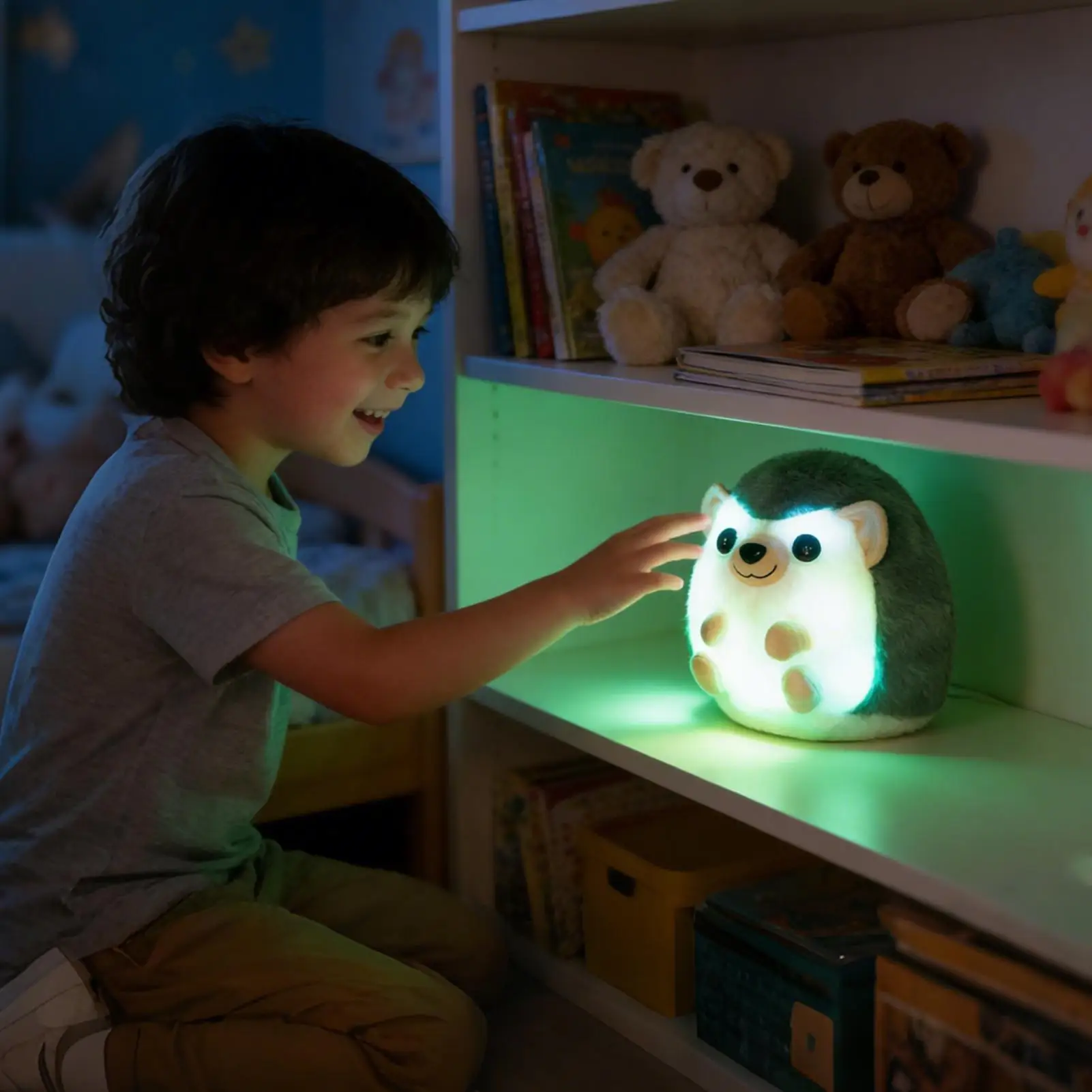 Mooie Baby Egel Knuffels Zacht Gevuld Leven Als Egel Oplichtende LED Pop Leuke Desktop Huisdier Pluche Pop Kindercadeau