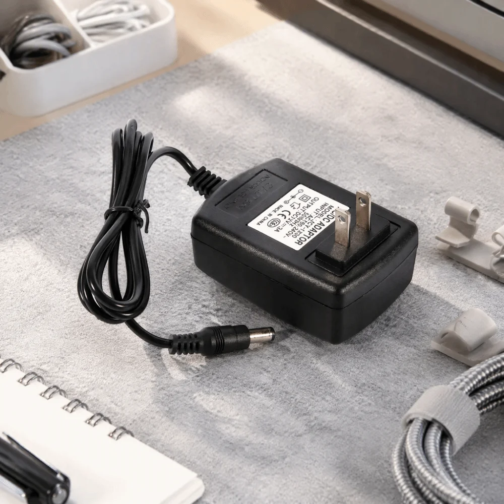 Plastic Power Supply Adapter Black AC to DC 12V 3A Power Converter Adapter 50-60Hz Input Frequency 5.5 x 2.5 mm Connector