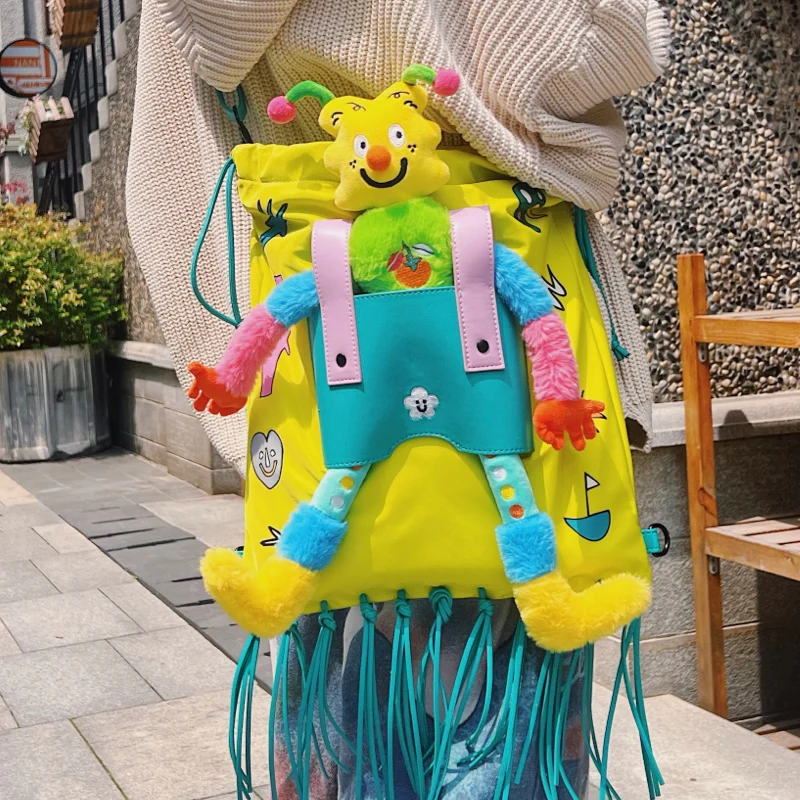 

2025 New Good Friend Doll Bag With Double Shoulder Waterproof One Shoulder Tassel Dual-Purpose Men And Women Light And Trendy