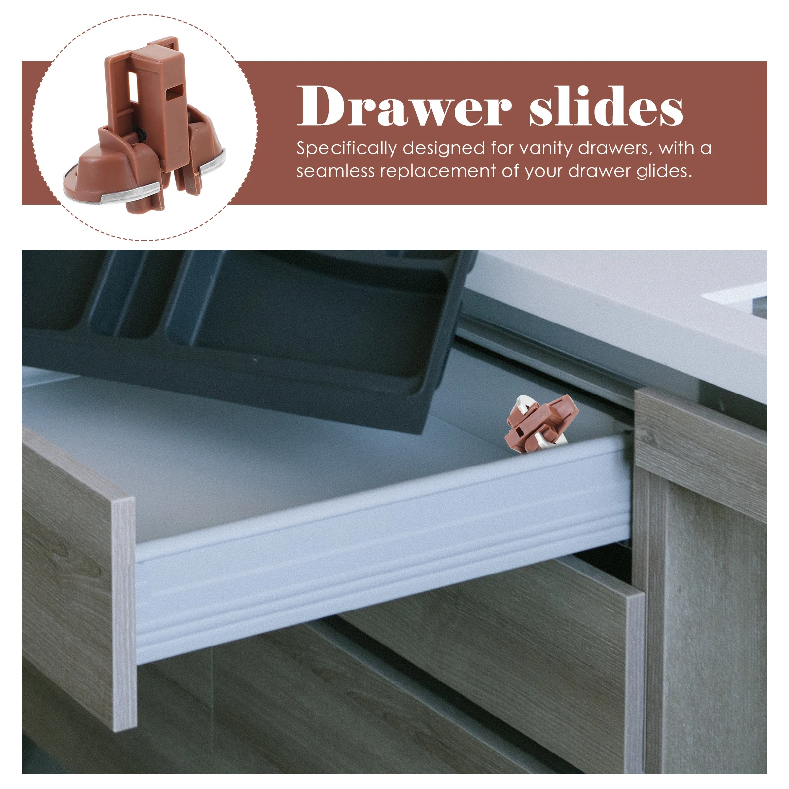 

5 Sets Drawer Track Slide Kit Dresser Stopper for Slides Replacement Soft Close