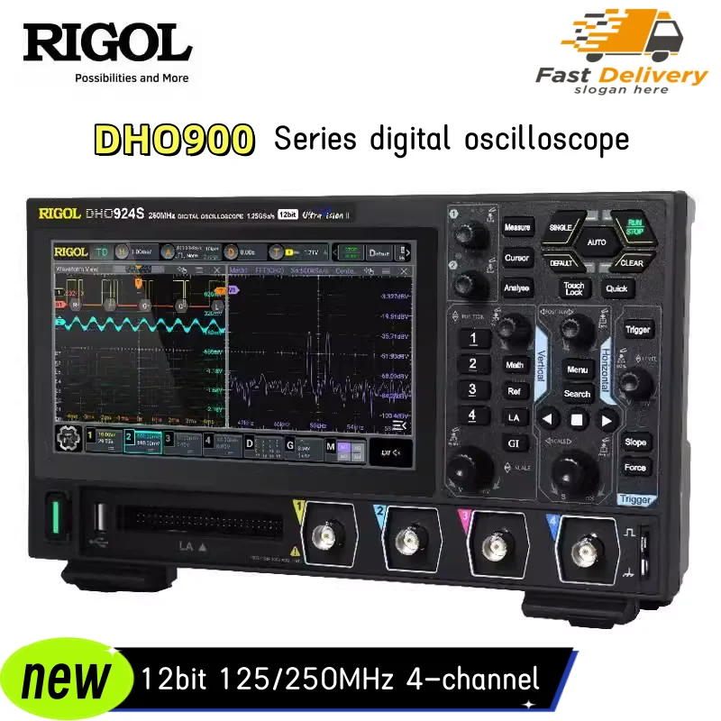 

Rigol DHO914/914S/924/924S 4Channel 125/250MHz Digital Oscilloscope 12 Bit 1.25GSa/Sec 50MPts Depth