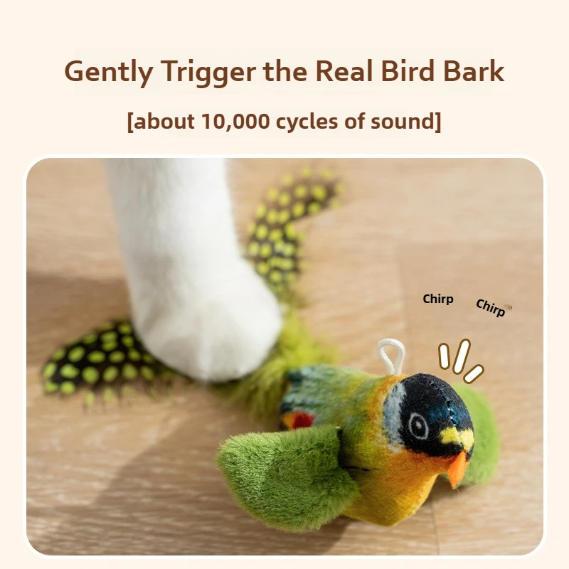 Cat Simulation Catnip, Called Bird Chirping Sound Toy, Dog Relaxation Interactive Bird, Cat Teaser Stick, Pet Plush Toy