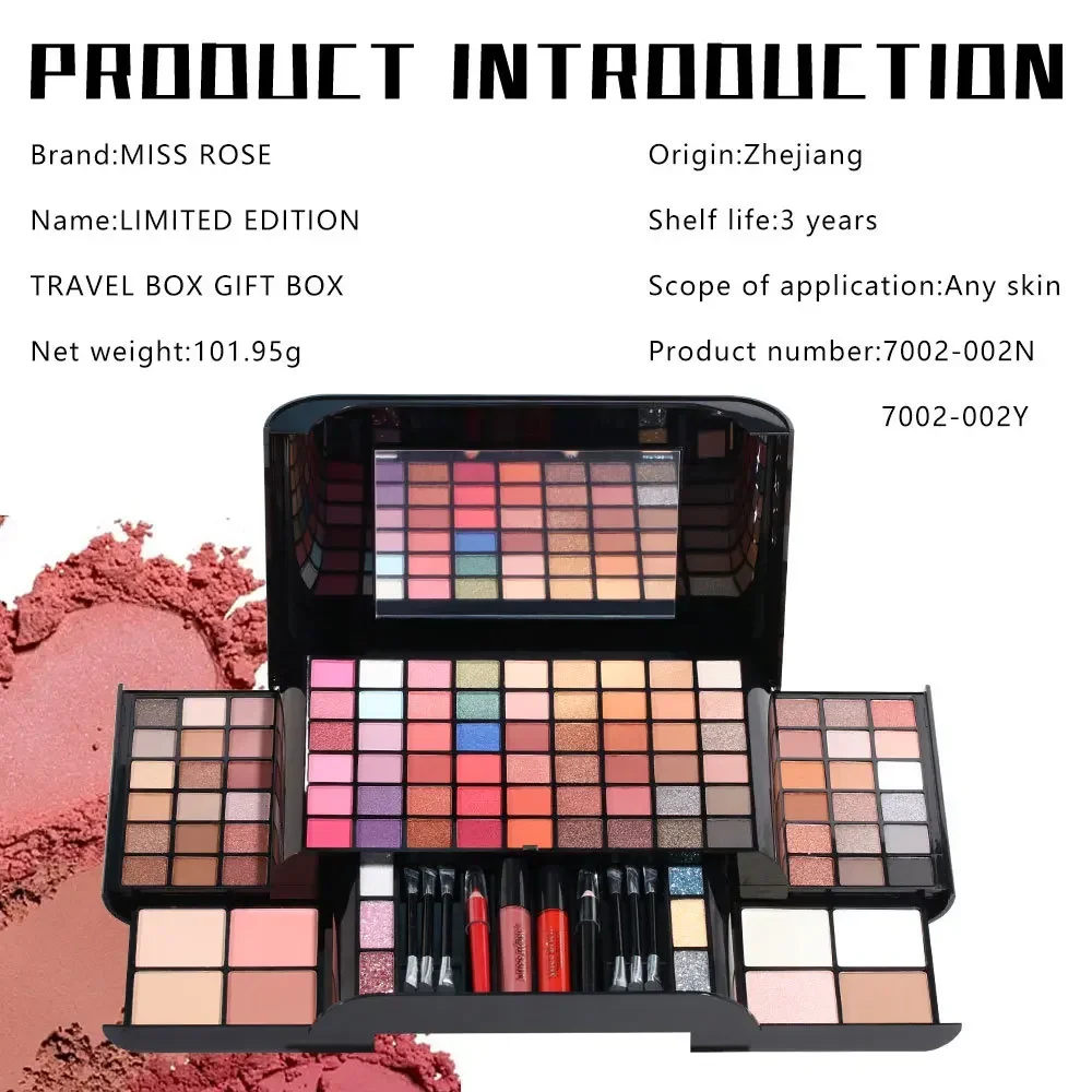 MISS ROSE Makeup Set Box Professional Full Kit Eyeshadow Palette Powder Lipstick Blush Brush Foundation Cosmetic Gift for Women