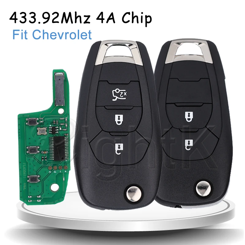 

Smart Car Key For Chevrolet Cruz 2015 Trax Sonic Spark 2021 Onix RS Auto Remote Control Key 433.92FSK 4A Chip HU100 2/3 Buttons