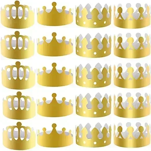 

King Crown Party Hats Gold Paper Crowns Kids And Adults King Crown Party Hats 20Pcs For Coronation Celebration