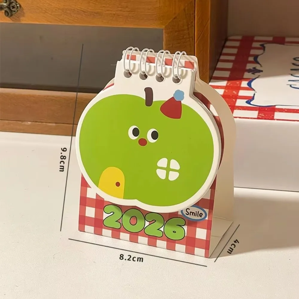 Cute Mini 2026 Desk Calendar Cartoon Coil Binding Schedule Planner Portable Daily Planner Desktop Decoration