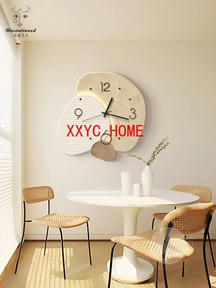 New wabi-Sabi restaurant clock wall clock Home quiet with led lights clock living room background wall decoration